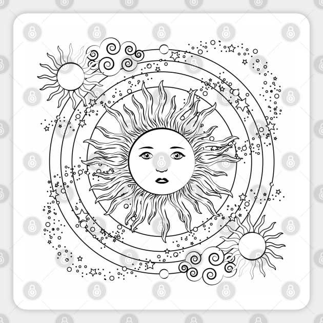 Retro Sun Design Magnet by DQDesigns By Chele